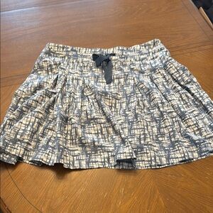 Blue and White Smocked Pleated Drawstring 100% cotton Skater Mini Skirt 18